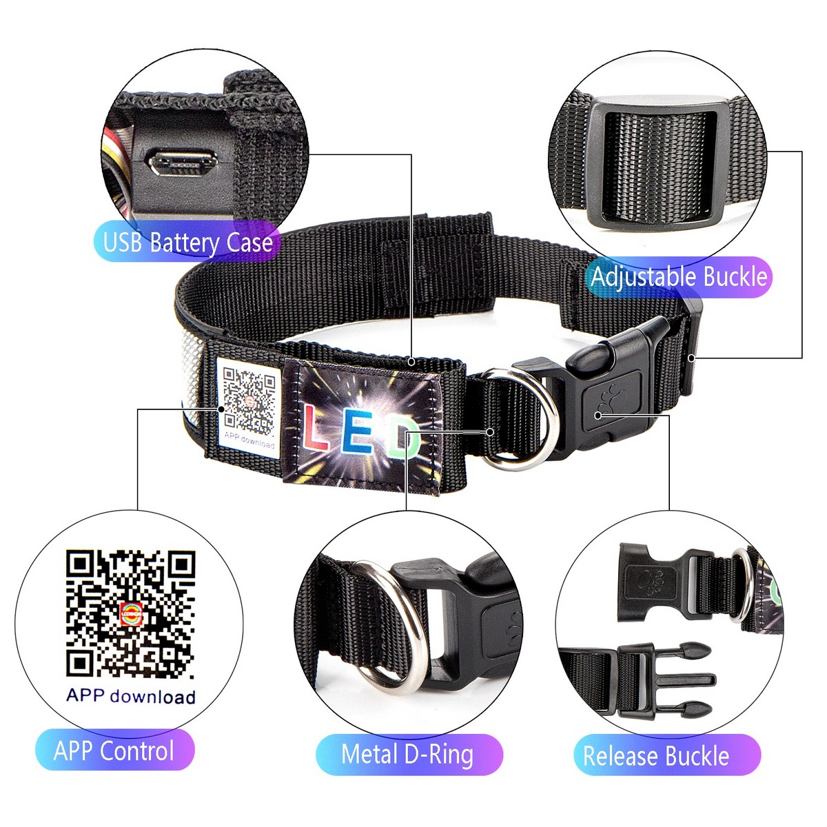 LED leuchtet Hundehalsband mit LED-Display