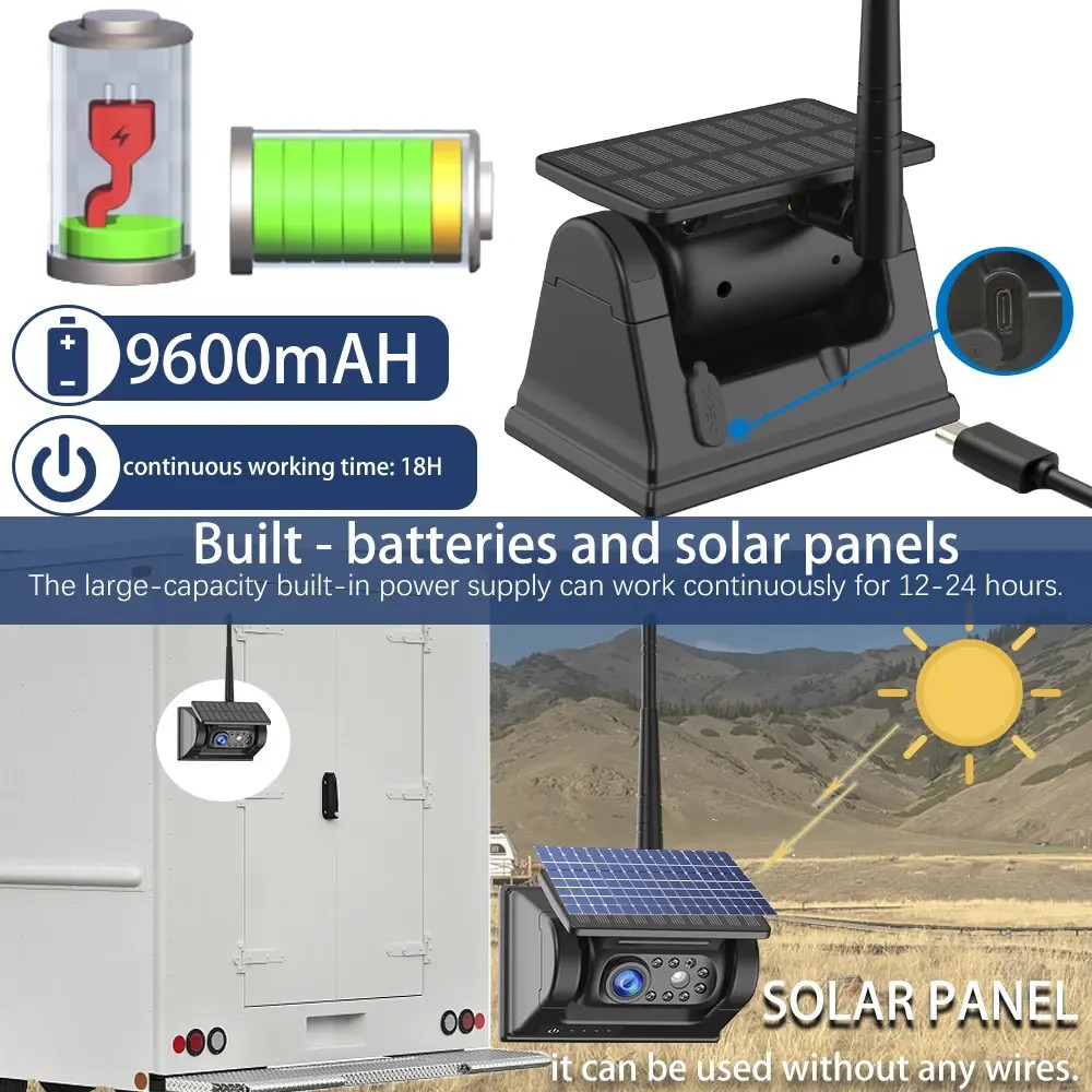 magnetische Rückfahrkamera mit Akku und Solarpanel