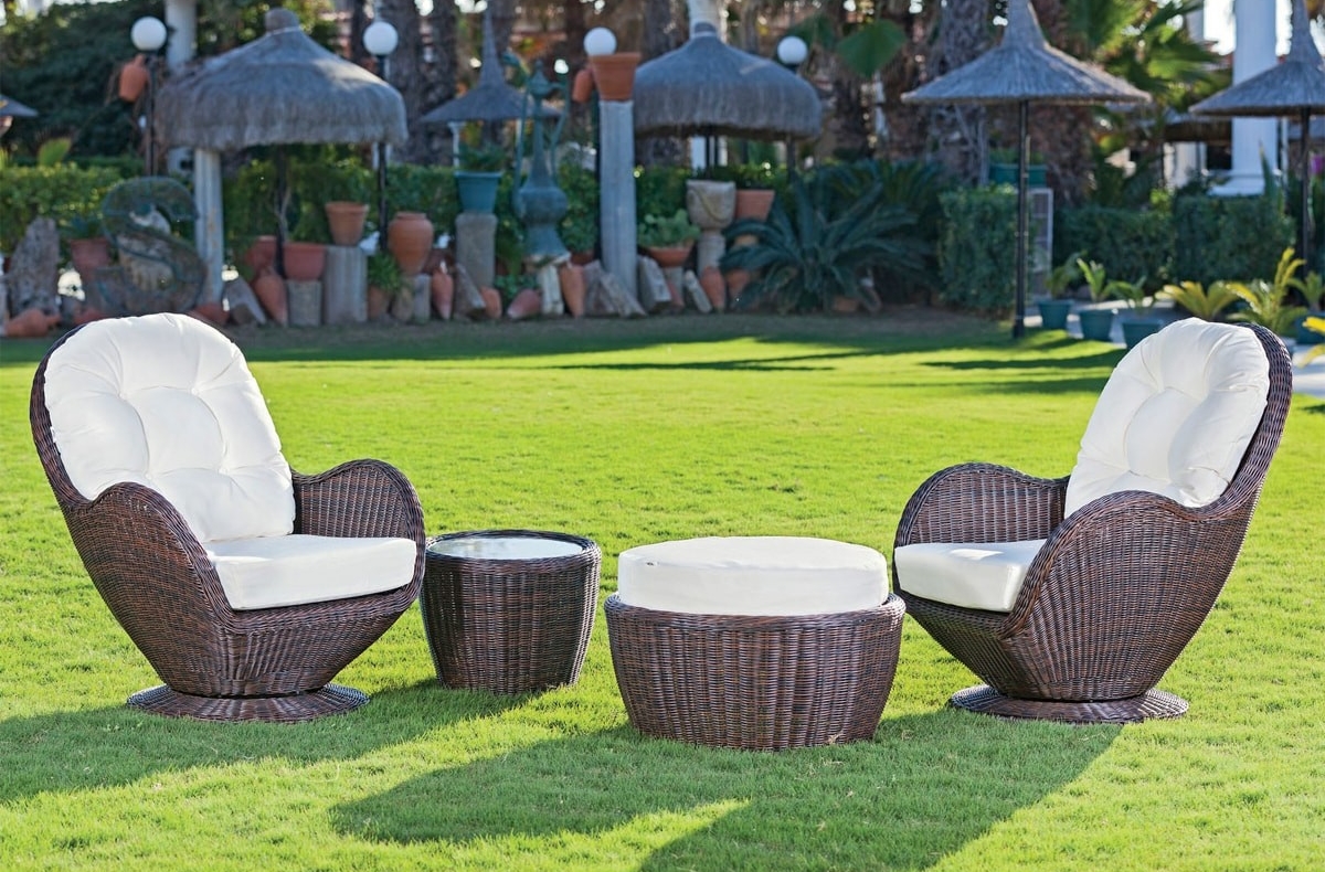 rattan sessel set gartentisch luxus