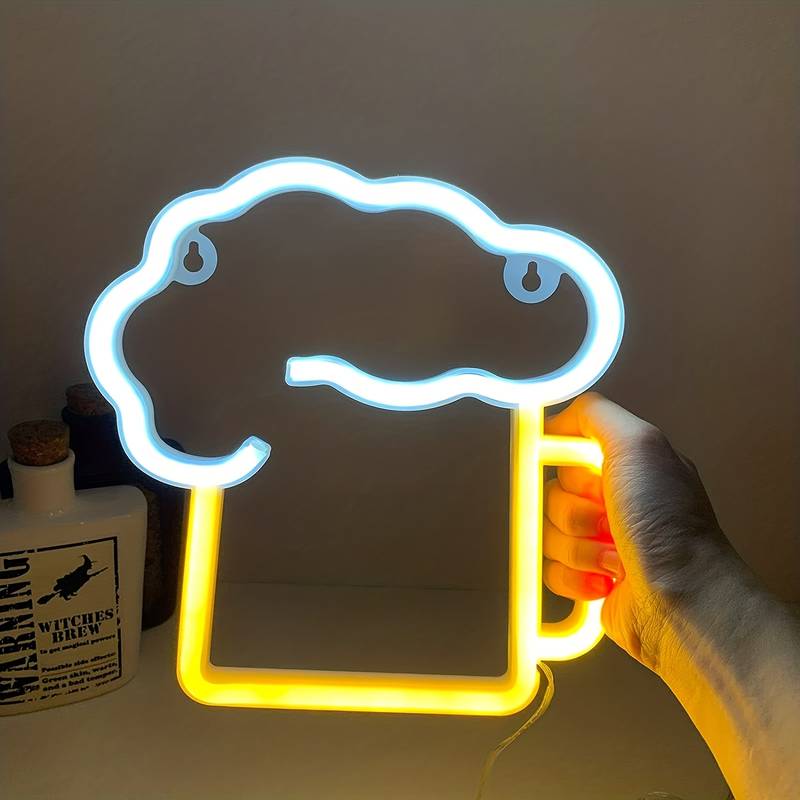 Glas Bier Schild an der Wand hängen LED Neon